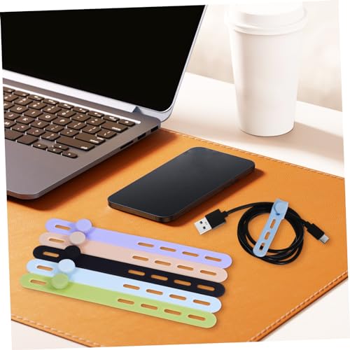 Paquete de 10 organizadores de cable de silicona para escritorio, organizador de cables para oficina y hogar miniatura 2