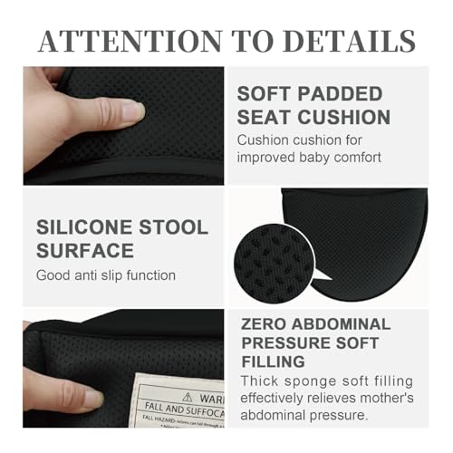 Baby Carrier with Hip Seat, 6-in-1 Baby Carrier Newborn to Toddler, Adjustable Detachable Infant Baby Hip Seat Carrier for 0-36Months (Black) - Image 6