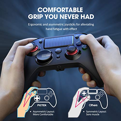 PS4 Controller Wireless, PICTEK 1300mAh Wireless Controller for Playstation 4/Pro/Slim, Game Controller with Dual Vibration Game Joystick Headset Jack - Thumbnail 2