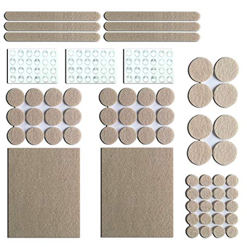 Preisvergleich Produktbild [132 Stück] Filzgleiter Selbstklebend, Canwn 60 Prämie Möbelgleiter Stuhlgleiter Bodengleiter Extra Strapazierfähiger Filz und 72 Transparent Gummi Stoßfänger Pads für Kratzschut