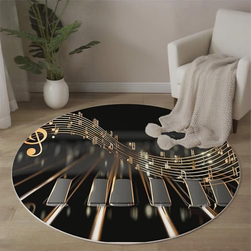 Tapis rond notes clés du piano antidérapant 120cm pour bureau