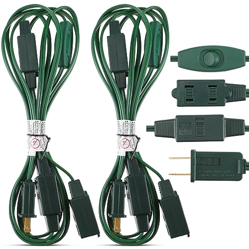 Kanayu 2 Pack Christmas Outdoor Extension Cord Multiple Outlets Heavy Duty Weatherproof with 9 Outlets for Outdoor Lawn Patio Light 2 Prong Indoor Green Extension Cord 18/2 Gauge Kanayu 2 Pack Christmas Outdoor Extension Cord Multiple Outlets Heavy Duty Weatherproof with 9 Outlets for Outdoor Lawn Patio Light 2 Prong Indoor Green Extension Cord 18/2 Gauge