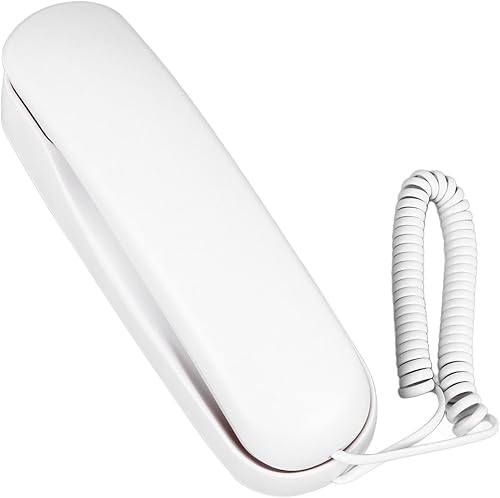 Miniatura 7 de Teléfono con cable para montaje en pared, sonido claro, multifuncional, fácil de usar, ahorro de espacio (blanco)