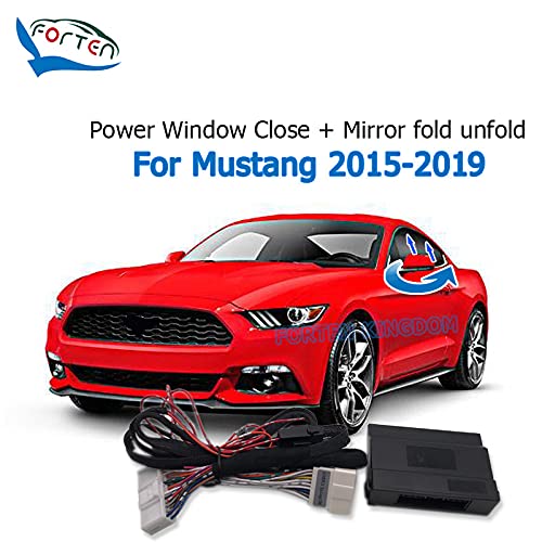 Automatic Power Window Closer & Auto Fold/Unfold Side Mirrors Kit for Ford Mustang GT 2015-2019, Plug & Play Car Accessories, Intelligent Window Lift Close Module System