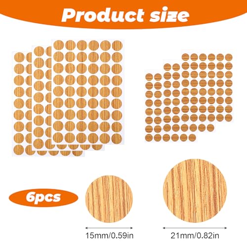 Ymapinc 306 Piezas Tapas para Orificios de Tornillos, Adhesivos para Muebles con Textura de Madera, 2 Tamaños para Estantes de Gabinete miniatura 2