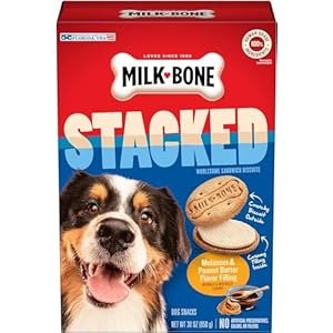 Milk bone stacked dog treats 30 ounce pack of 2 crunchy biscuit with molasses and peanut butter creamy filling  urban country home decor