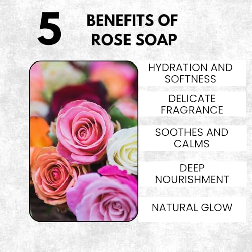 Image of Rose Soap | Pure & Gentle Bathing Bar for Glowing Skin | Nourishing & Aromatic Soaps for Men & Women | Natural Cleansing Bar For Moisturising | Soap for All Skin Types | Pack Of 6