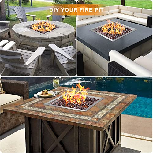 Image of Onlyfire 18 Inch Square Fire Pit Burner Pan with Square Burner Ring - 304 Stainless Steel Drop-in Gas Fire Pit Insert for Natural Gas & Propane, 92,000 BTU, Square Flame Pattern for DIY Fire Table