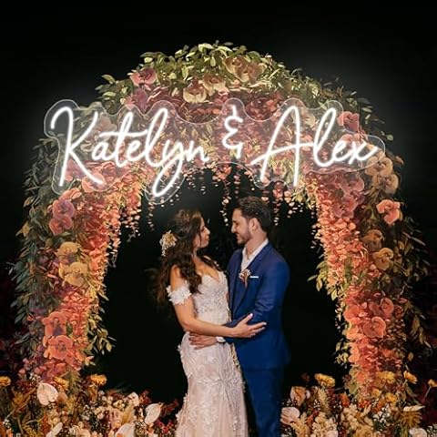 Custom Neon Sign for Wedding Arch Backdrop Stand, Neon Sign Customizable Name for Wedding Gifts, Ceremony Baby Shower, Birthday Party, Garden Floral Balloon Arch Decoration 30'' Cover