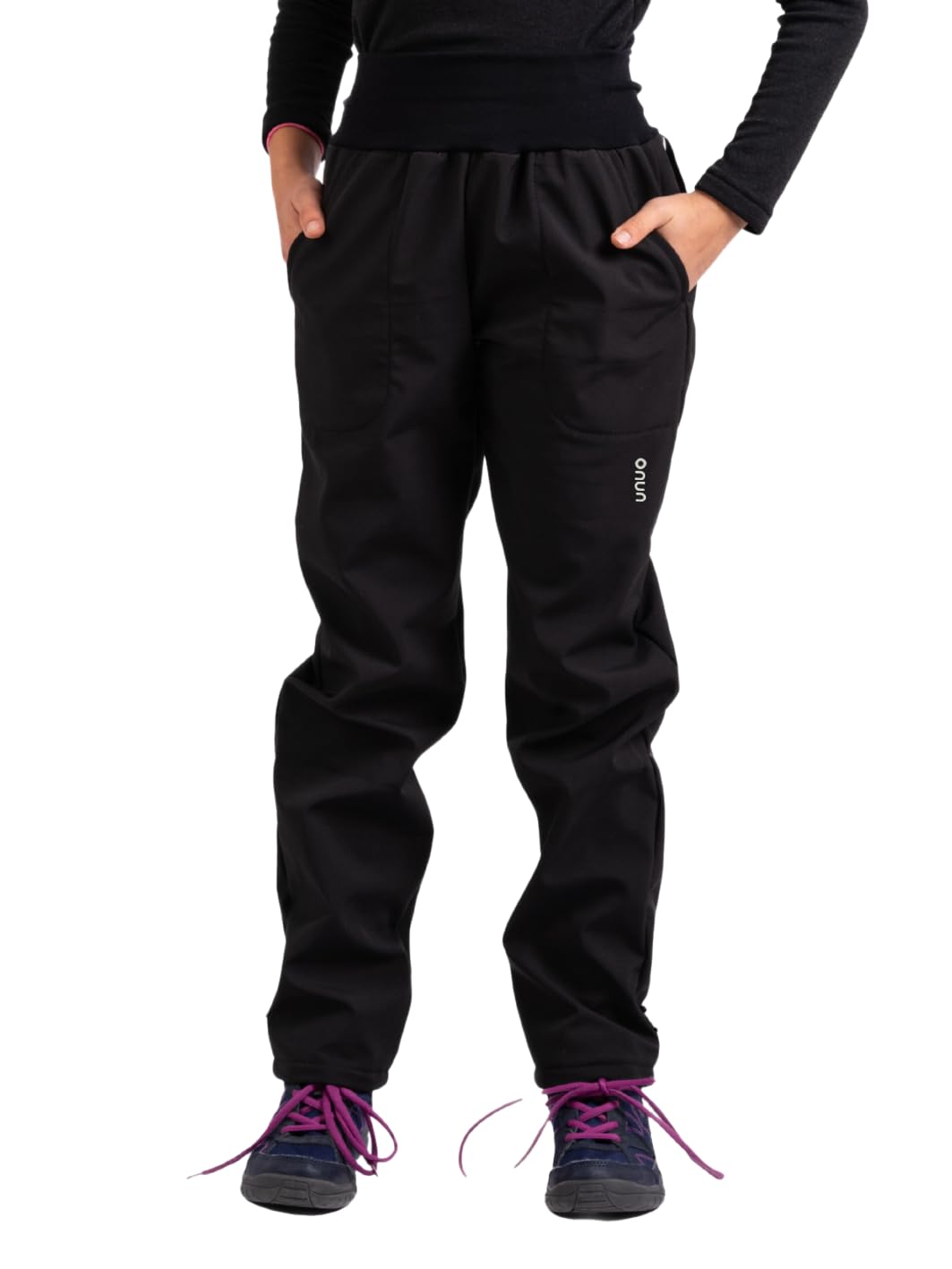 Kinder Softshellhose mit Fleece Simple, Schwarz