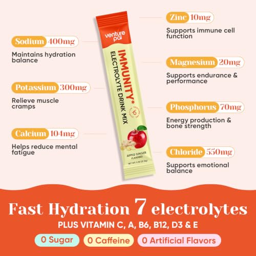 Image of Venture Pal Sugar Free Hydration Packets+Immune-Liquid Daily IV Drink Mix