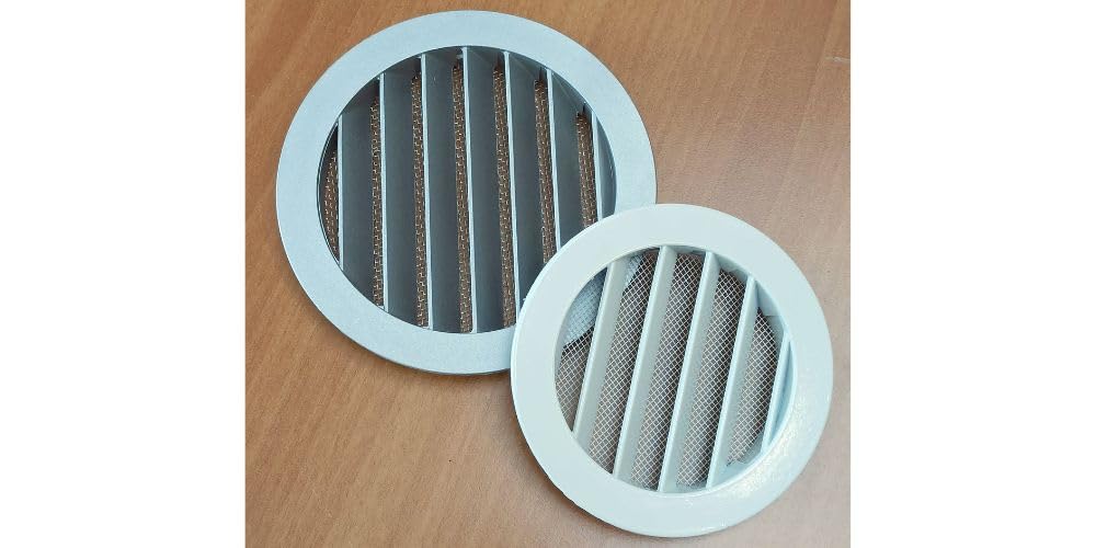 Griglia di Ventilazione Circolare in Alluminio bianca con Rete di protezione per la mandata e ripresa Aria esterna - diametro 200mm