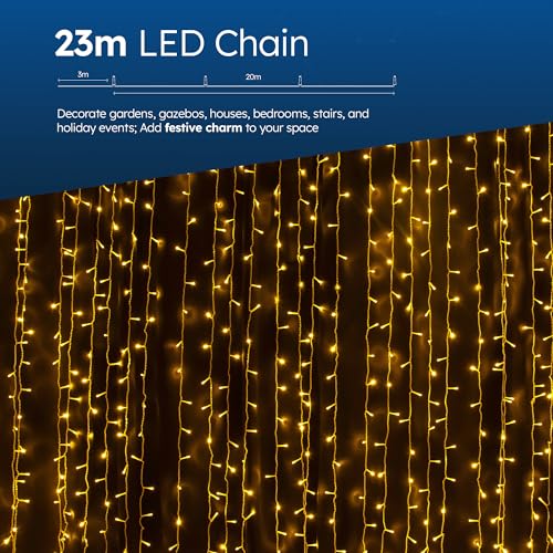 Desiretech - LED Plug-in Christmas Lights - Waterproof Holiday String Lights with Remote, 8 Modes, Timer for Christmas Trees, Garlands, Wreaths and Festive Decor, Dimmable (Warm White, 20m / 200 LED) - Image 4