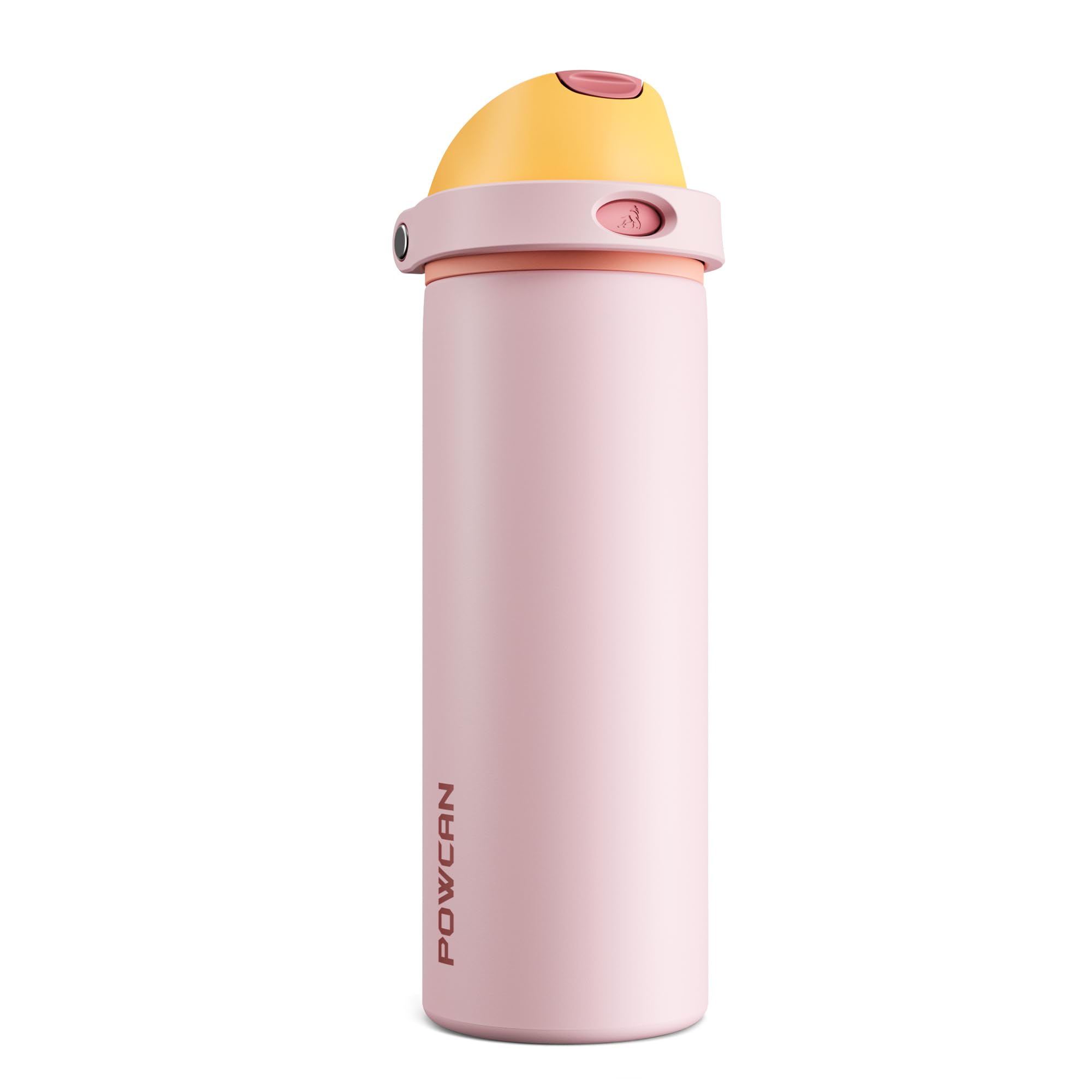 POWCAN 24 oz Insulated Water Bottle with Straw: 2-in-1 Push-Button Spout &amp; Quick-Flip Straw, Leakproof, Cold 24Hrs, Fits Car Cup Holder, Stainless Sports Bottle for Gym, Travel Gift (Peach Store)