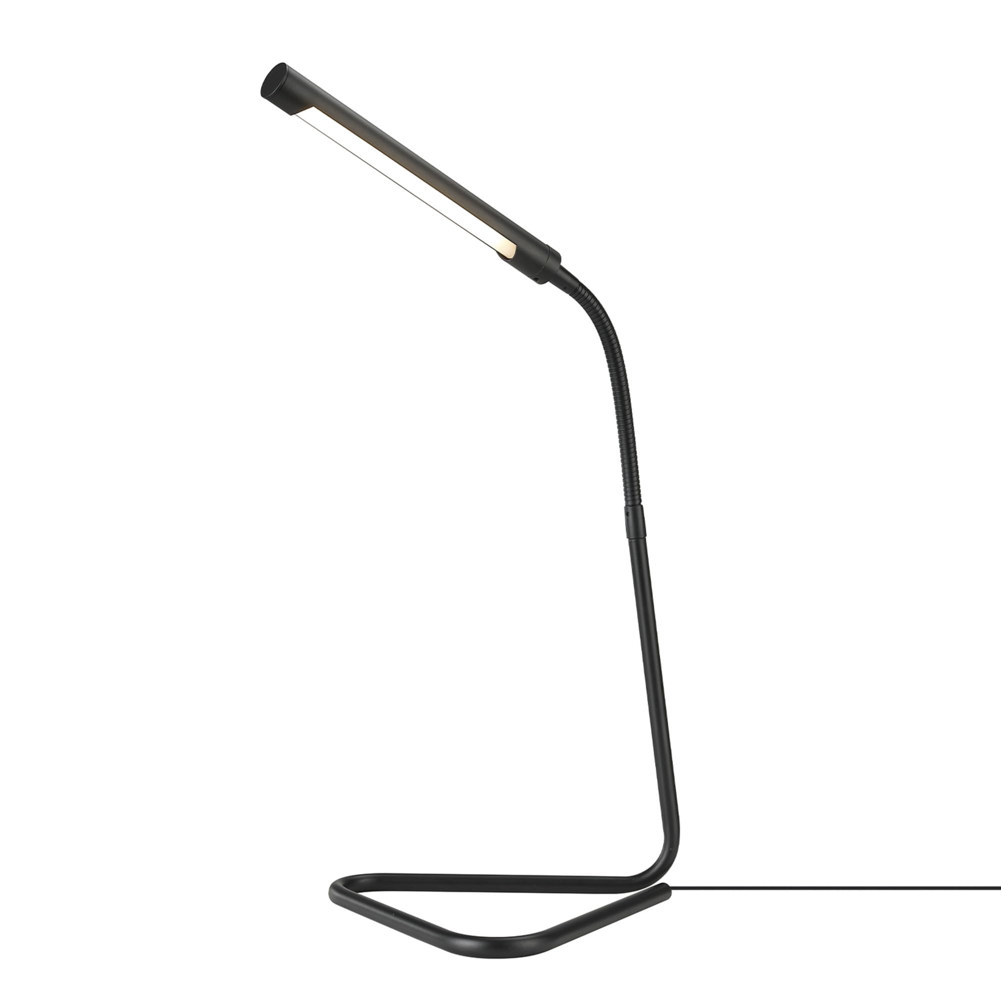 12-Inch LED Desk Lamp with Adjustable Gooseneck – Matte Black, Integrated LED Head