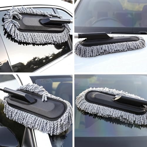 Image of Microfiber Car Duster Exterior for Car Cleaning with Extendable Handle, Super Soft Microfiber Duster Scratch Free Cleaning Car Duster,Multiple Use Home and Car Dust Cleaner (Pack of 1)