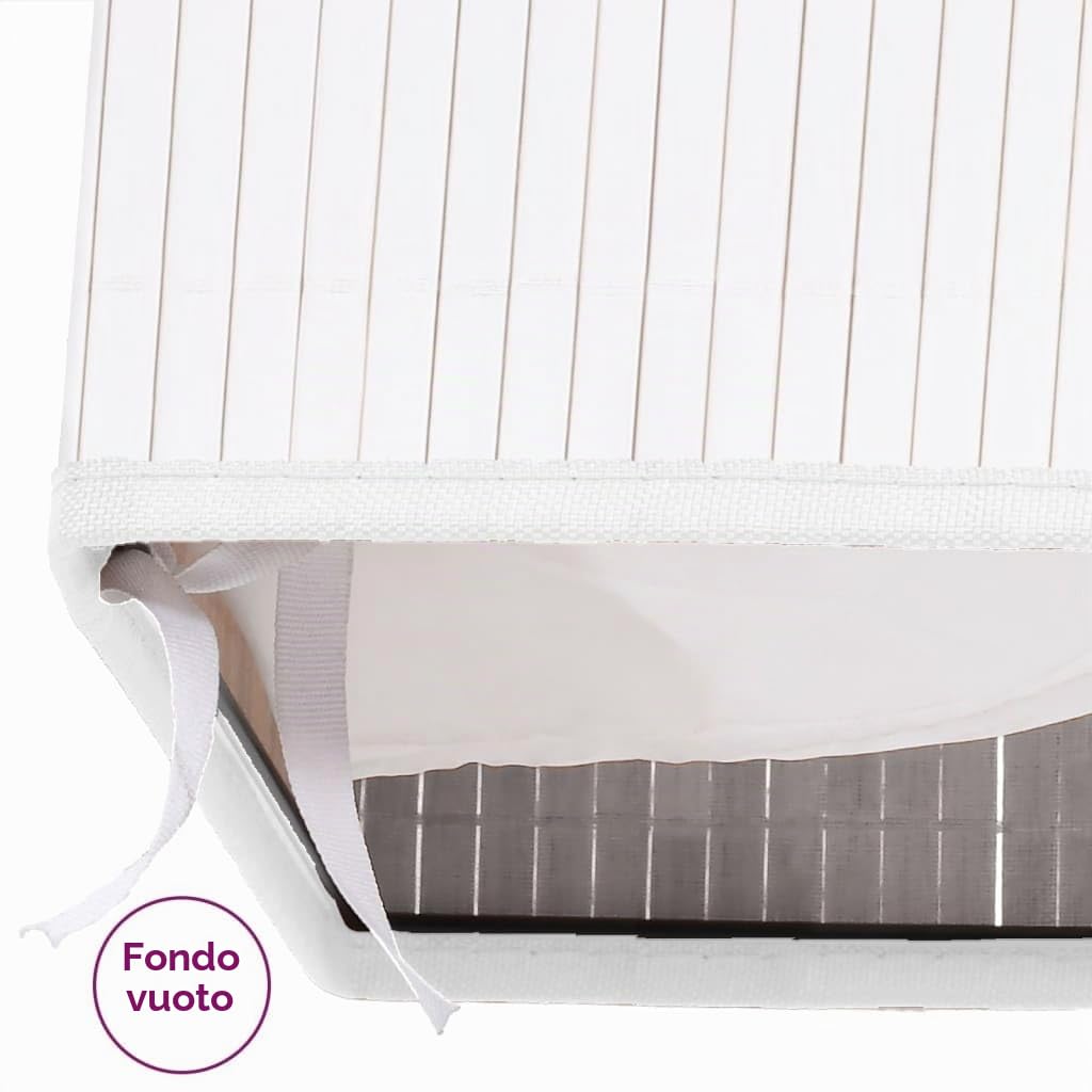 Cesto portabiancheria in bambù bianco 72 l