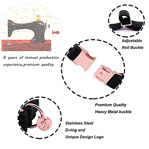 DOGWONG Cotton Dog Collar with Bow Black Pet Collar Durable Adjustable Puppy Collar, X-Small (Pack of 1) - Image 3