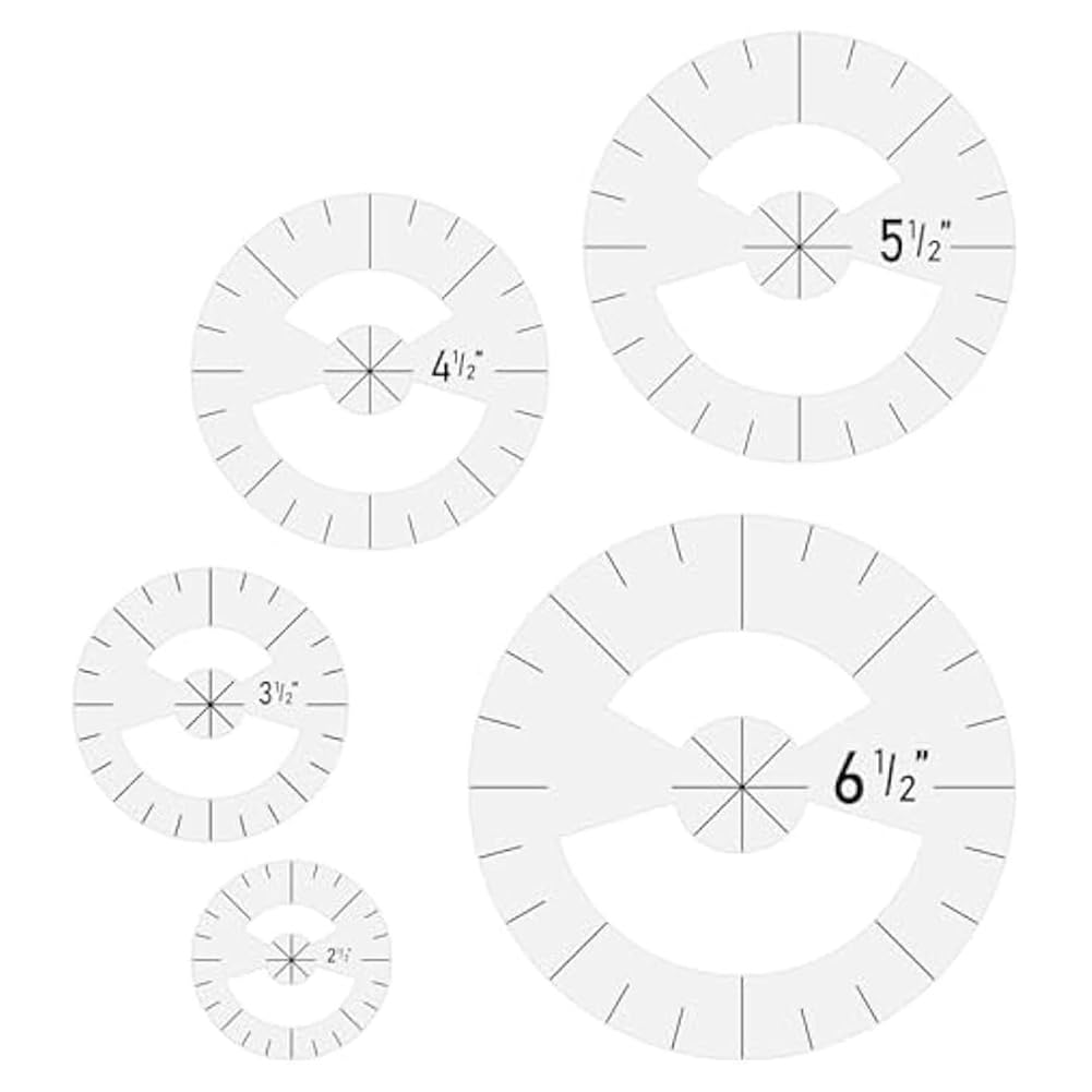 Gosera 5Pcs Circle Ruler Quilting Template Set Circle Templates For Quilting Circle Rulers Circle Acrylic Quilting Rulers