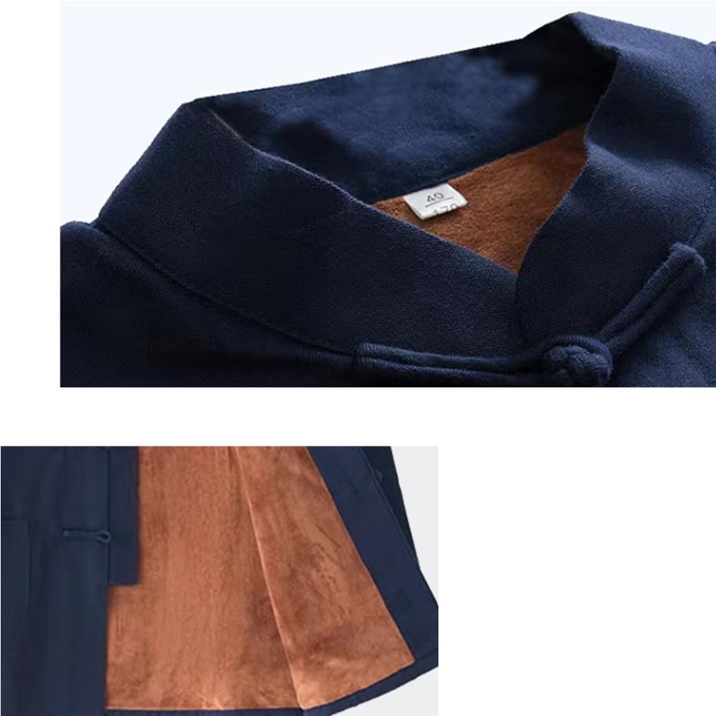 Winter Warm Plüsch Tang-Anzug, Männer Baumwolle Kung Fu Kleidung Tops Kampfkunst Jacke Mäntel Langarm Tai Chi Kleidung Baumwolle Tai Chi Uniform Kaffee