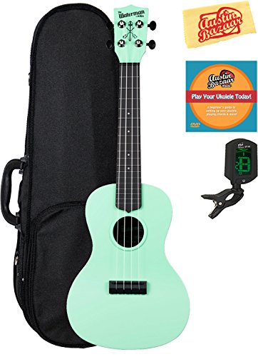 Kala Ka-cwb Waterman Ukulélé de concert Lots Bundle w/Hard Case Vert mat - Les Beatles, Paul McCartney, John Lennon, RIngo Starr, George Harrison Kala Ka-cwb Waterman Ukulélé de concert Lots Bundle w/Hard Case Vert mat