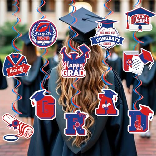 Image of Red and Blue 2025 Grad Banner Grad Party Decorations 2025 Graduation Banner Graduation Decorations 2025 Class of 2025 Decorations Congrats