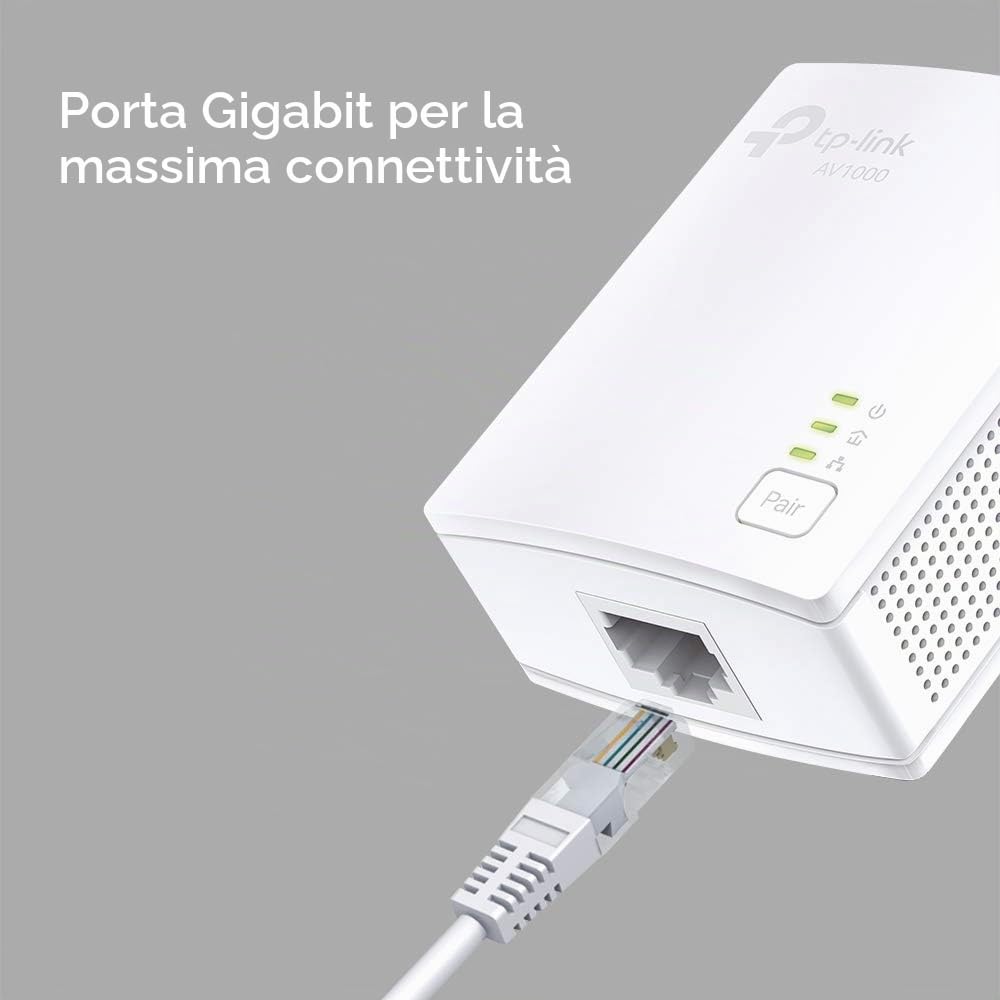 TP-Link 1-Port Gigabit Powerline Starter Kit, Data transfer speed Up To 1000 Mbps, Ideal for HD/3D/4K video streaming & Online Gaming(for Wired Only), No Configuration required (TL-PA7017 KIT)