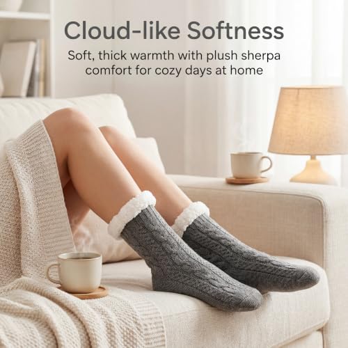 Image of The Metluks Women's Fuzzy Slipper Socks with Non-slip Grippers, Sherpa Lined Warm Cozy Gift Socks