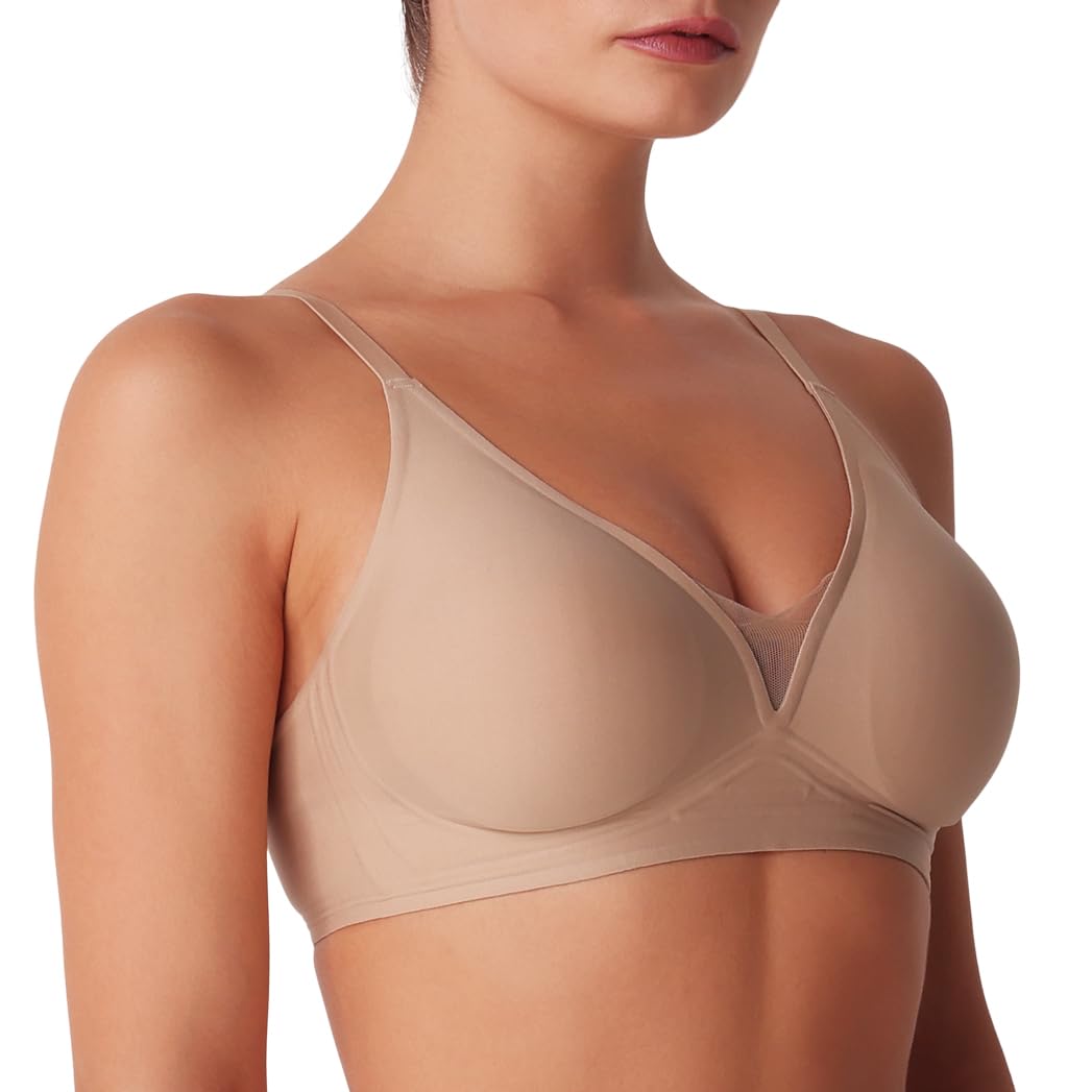 Cotonella, Reggiseno Invisible in Morbida Microfibra con Scollo in Tulle e Coppe Estraibili. Senza Ferretto, con Gancio ultrapiatto - Art. ADC18