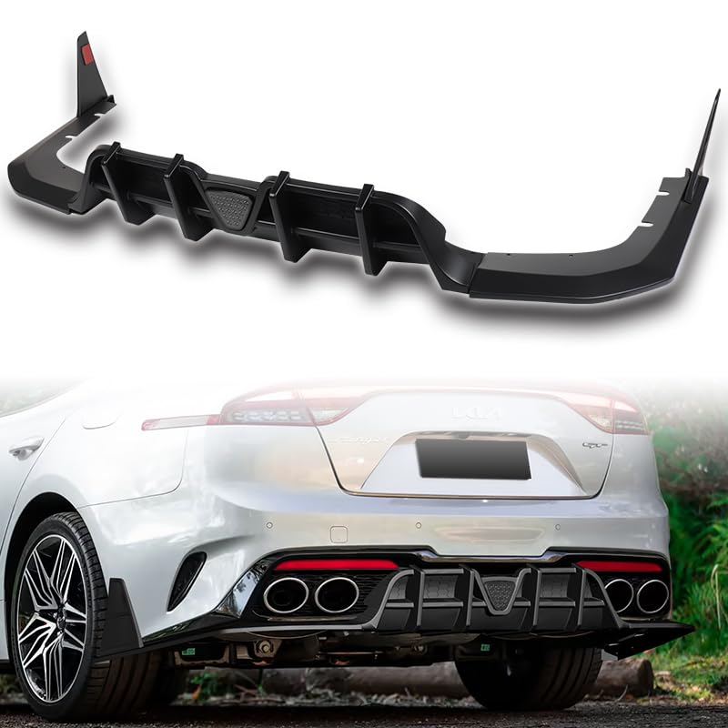 Rear Bumper Diffuser Spoiler Lip W/Smoke LED Light Compatible with 2018-2023 Kia Stinger 2019 2020 2021 2022
