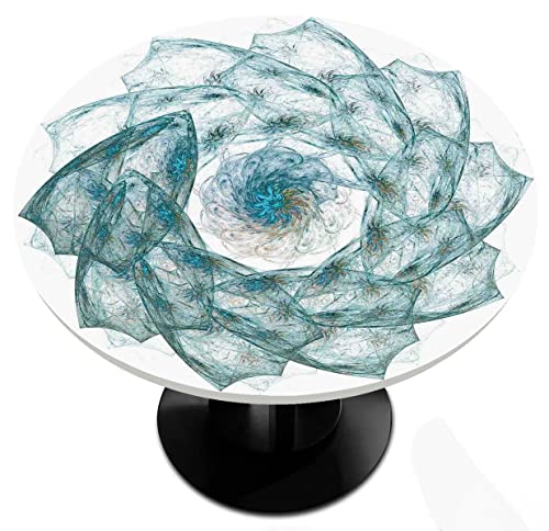 Igoga Sports F36-YXSBZB-D160CM_FBM-03 With Exquisite Spiral Flower Shaped Fitted Round Tablecloth Hazy Element Art Elastic Edge Table Cover cover