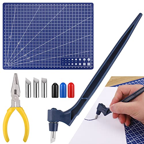 Cuter de Precision Giratorio de 360 Grados, Craft Cutting Tools, Herramientas para Tallar Papel, con 4 Brocas para Herramientas 1 Alfombrilla de Corte, Cuchillo Artesanal para Hobby, Scrapbooking Cover