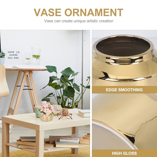 Vase céramique dorée : solution déco légère pour fleurs en soie et fraîches