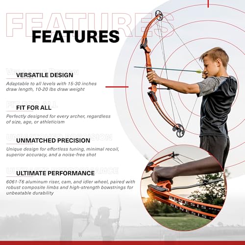 Genesis Archery 2 Pack Original Compound Bow - Adjustable Riser, 15