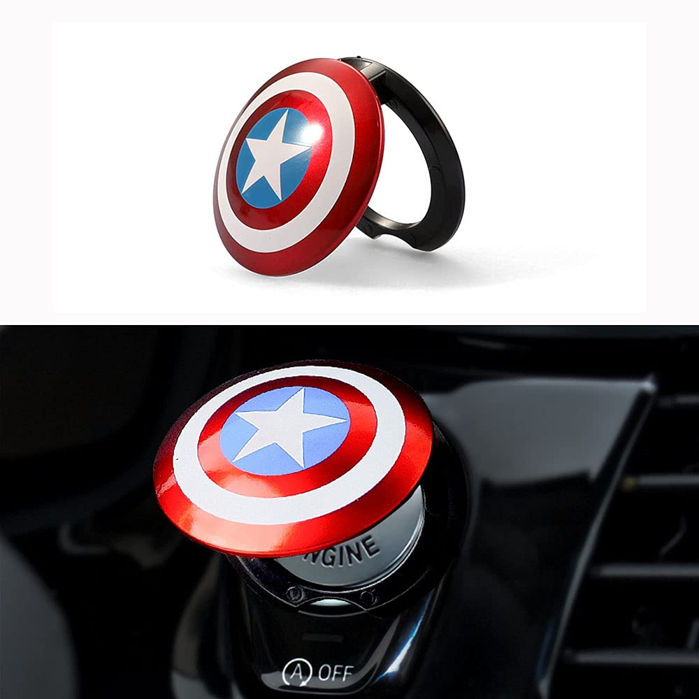 CARCC Car Engine Start Stop Button Cover, Push Ignition Start Button Ring Car Interior Protective Switch Button Cover Universal Anti Scratch Decorative Stickers (Blue)