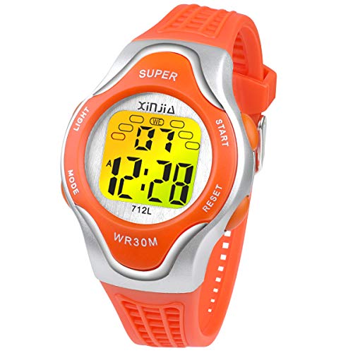 Montres-Bracelets pour Garçons Filles Etanche Analogue De Sports en Plein Air avec Le Temporisateur/Réveil/La Lumière à Sept Couleurs, Montre Anti-Choc pour Enfants