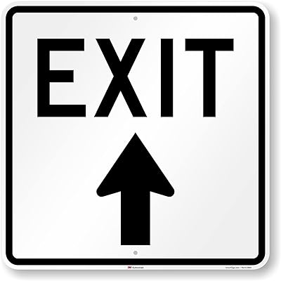 SmartSign 24 x 24 inch â€œExitâ€ Metal Sign with Up Arrow, 80 mil Aluminum, 3M Laminated Engineer Grade Reflective Material, Black and White