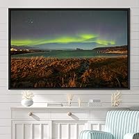 Framed Canvas Wall Art Dayspring Astronomy & Space Contemporary Cosmic Dramatic Green Group Photography Realism - 16x24 inches