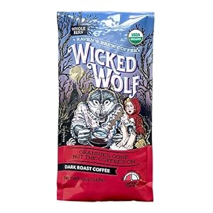 Raven’s Brew Coffee – Wicked Wolf – Dark Roast – Full Body of Currant and Spice (Organic Whole Bean, 12 oz)