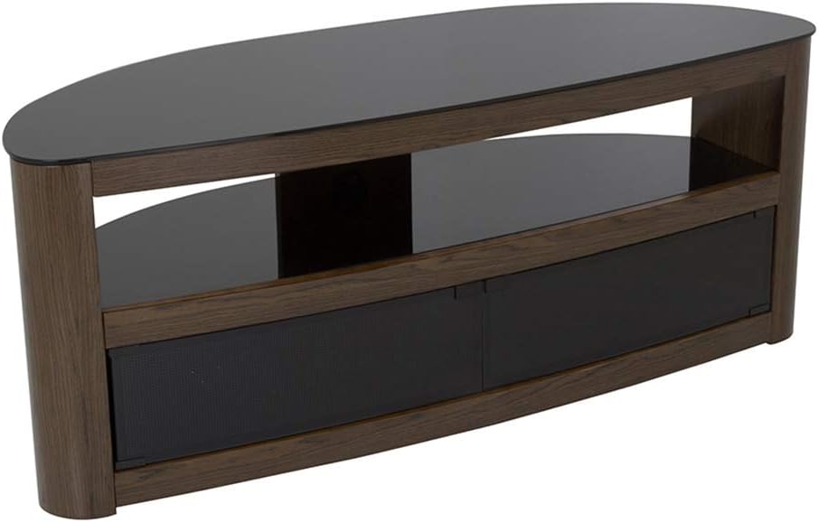AVF Burghley Affinity Curved TV Stand 1250 Walnut/Black Glass