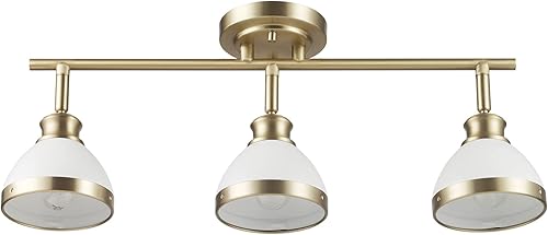 Globe Electric 64000003 Iluminación de pista de 3 luces de 22 pulgadas, latón mate, tonos blancos mate, luz de techo de pista, kit de iluminación de