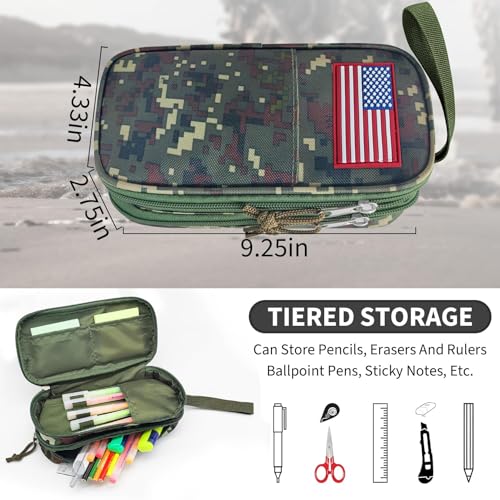 Image of Tactica Pencil Case for Boys,Large Boys Pencil Pouch with Zipper Compartments, Big Capacity Pen Box Pen Bag Organizer for School College Office Kids Teen Boy Men Adult