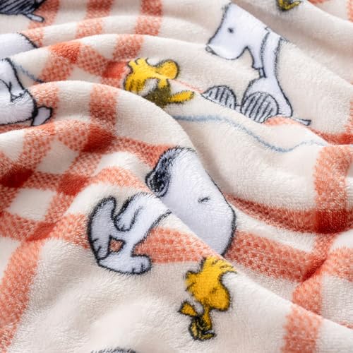 Image of Berkshire Blanket Peanuts VelvetLoft Cute Character Snoopy Plush Throw Blanket,Peanuts Snoopy and Woodstock Wood Holiday Plaid,Throw 55 in x 70 in (Official Peanuts Product)