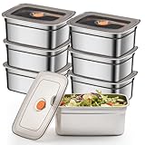 6 Stück Edelstahl Frischhaltedosen mit Deckel, Meal Prep Boxen, Edelstahl Aufschnittboxen, 1000 ml Edelstahlbehälter mit Deckel Luftdicht, Aufbewahrungsbox Frischhalteboxen Stapelbare, Gefrierbehälter