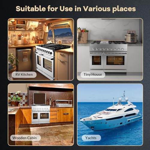 48 Inch Gas Range, Full Gas Freestanding Range with 6 Sealed Burners Cooktop & Cast Iron Grates & 7 Cu.Ft. Double Convection Oven, Stainless Steel Gas Range Stove for RV, Silver
