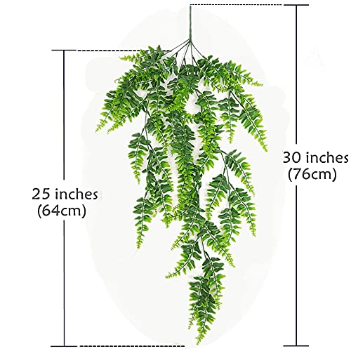 Cattree Artificial Plants Vines, Boston Persian Rattan 2 Pcs, Greenery Fake Ferns Hanging Plant Ivy Flowers Outdoor Uv Resistant Plastic Vine For Wall Indoor Party Decorations #TOP3