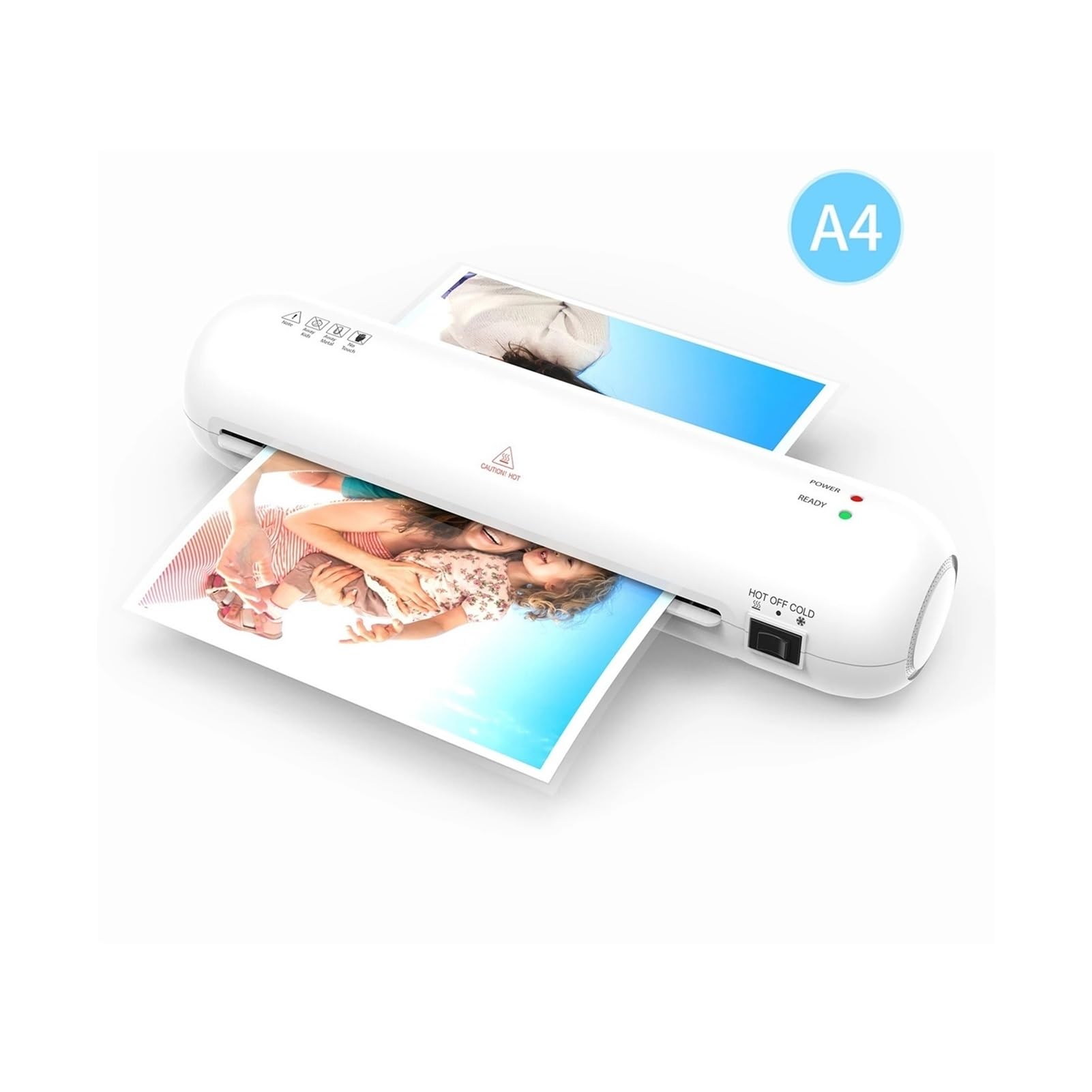 Maszyna do laminowania, SL280 Laminator biurkowy Laminowanie na gorąco i na zimno z obcinarką do papieru Trimmer Rounder Laminator A4 do domu, biura, szkoły(Wit)
