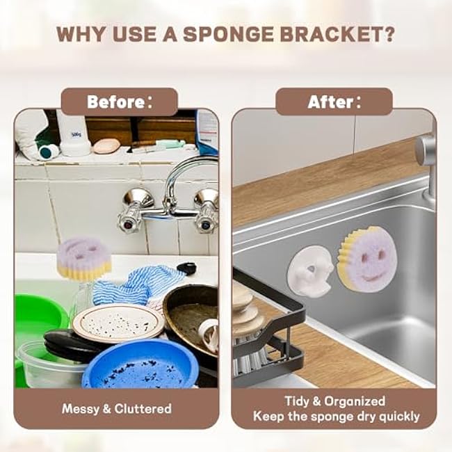 Sponge Holder For Scrub Daddy Mommy Sponge, Bathroom Kitchen Sink Caddy Sponge Holder with Suction Cup, Dishwasher Safe Sponge Storage (Sponges Not Included), White, 1-Pack