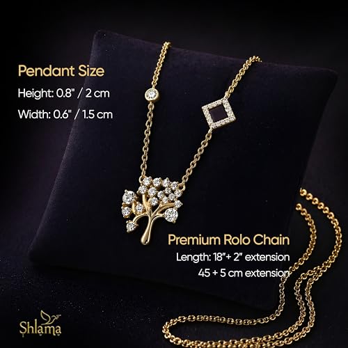 Shlama Tree of Life Necklace with Nano Bible Inside - Gold Plated Silver Christian Cubic Zirconia Leaf Pendant with KJV New Testament Christian Jewelry Gifts for Wife- 18+2" Singapore Chain by Shlama - Used condition - Image 7