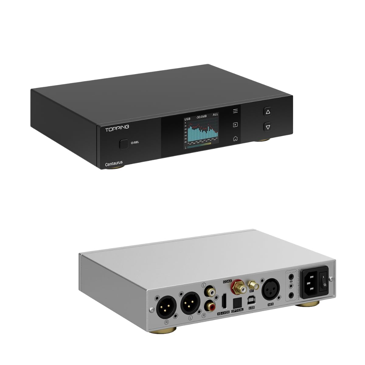 TOPPING Centaurus Cyfrowo-analogowy konwerter DAC R2R zbalansowany USB/Bluetooth/Optyczny/Koncentryczny/AES/IIS na RCA/XLR, DSD512 PCM768kHz, Hi-Res, Aurora UI, PEQ 10 pasm, Preamp, Trigger 12V